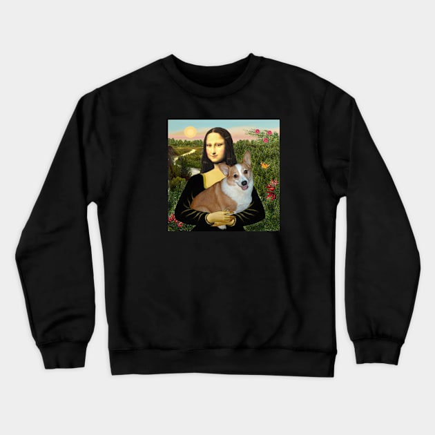 Mona Lisa and her Pembroke Welsh Corgi Crewneck Sweatshirt by Dogs Galore and More